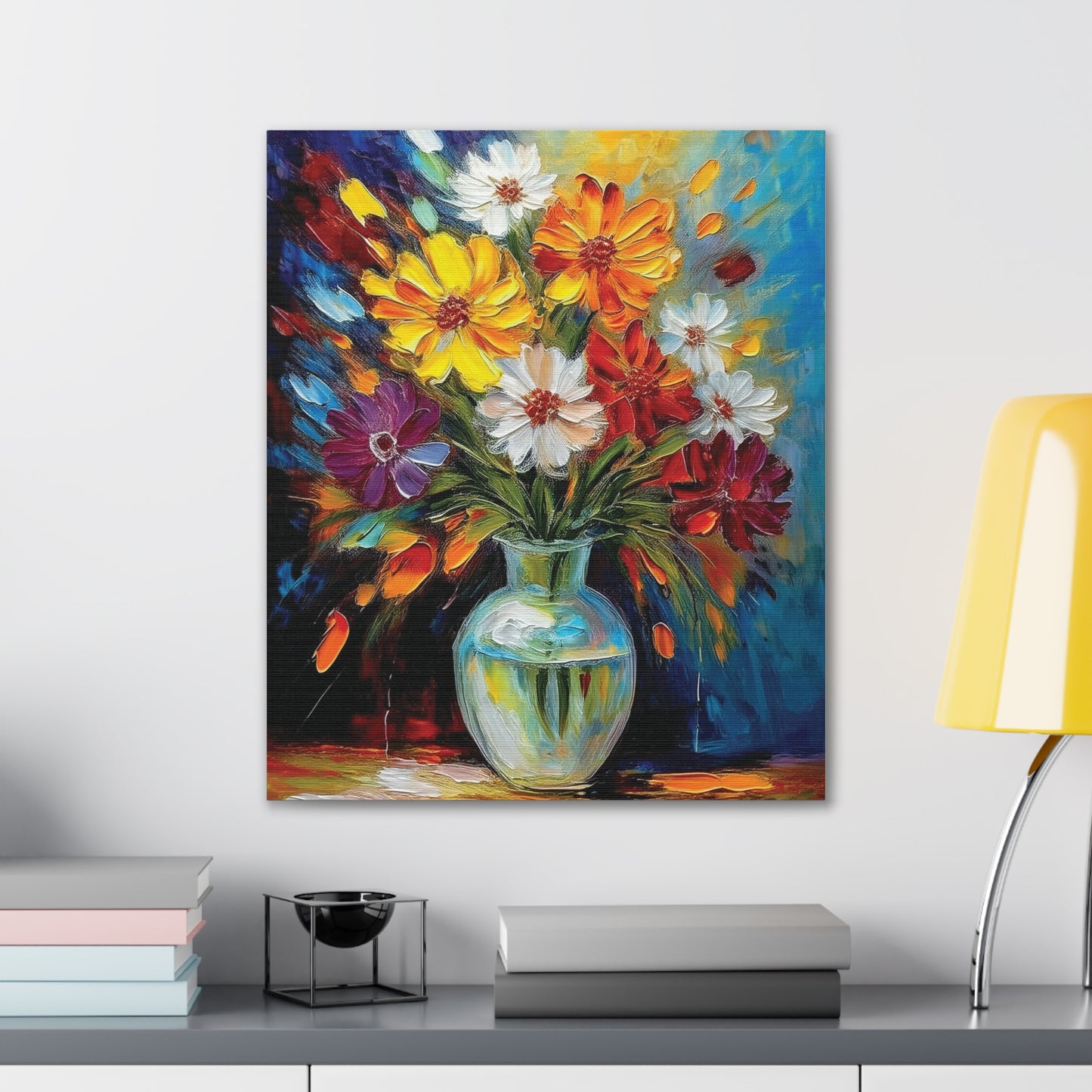 Vibrant Floral Canvas Art, Colorful Home Decor, Flower Wall Art, Bright Room Accent, Unique Gift, Art for All Occasions