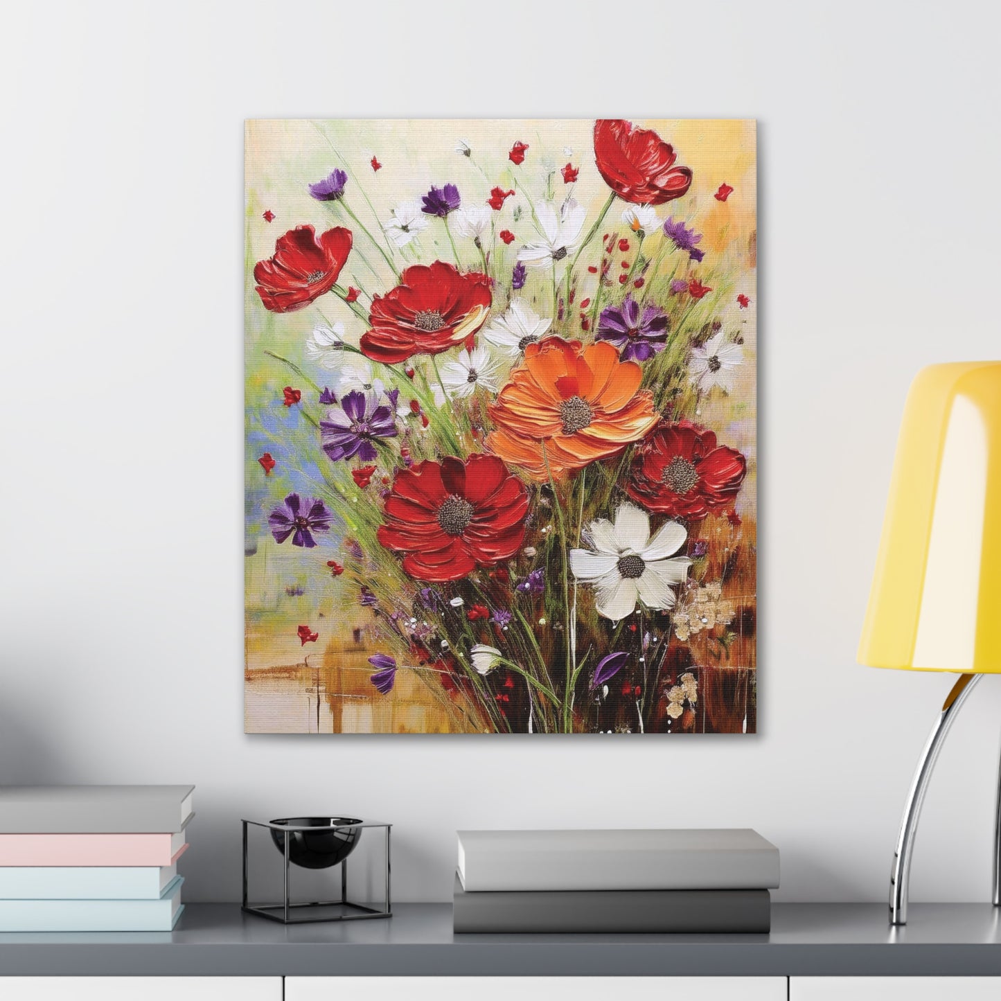 Floral Canvas Art Print, Colorful Flower Wall Decor, Home Decor, Gift for Her, Botanical Wall Art, Mothers Day Decoration