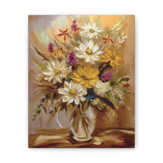 Floral Canvas Art Print, Vibrant Flower Decor, Wall Art for Home, Gift for Garden Lovers, Spring Decoration, Nature-Inspired Artwork
