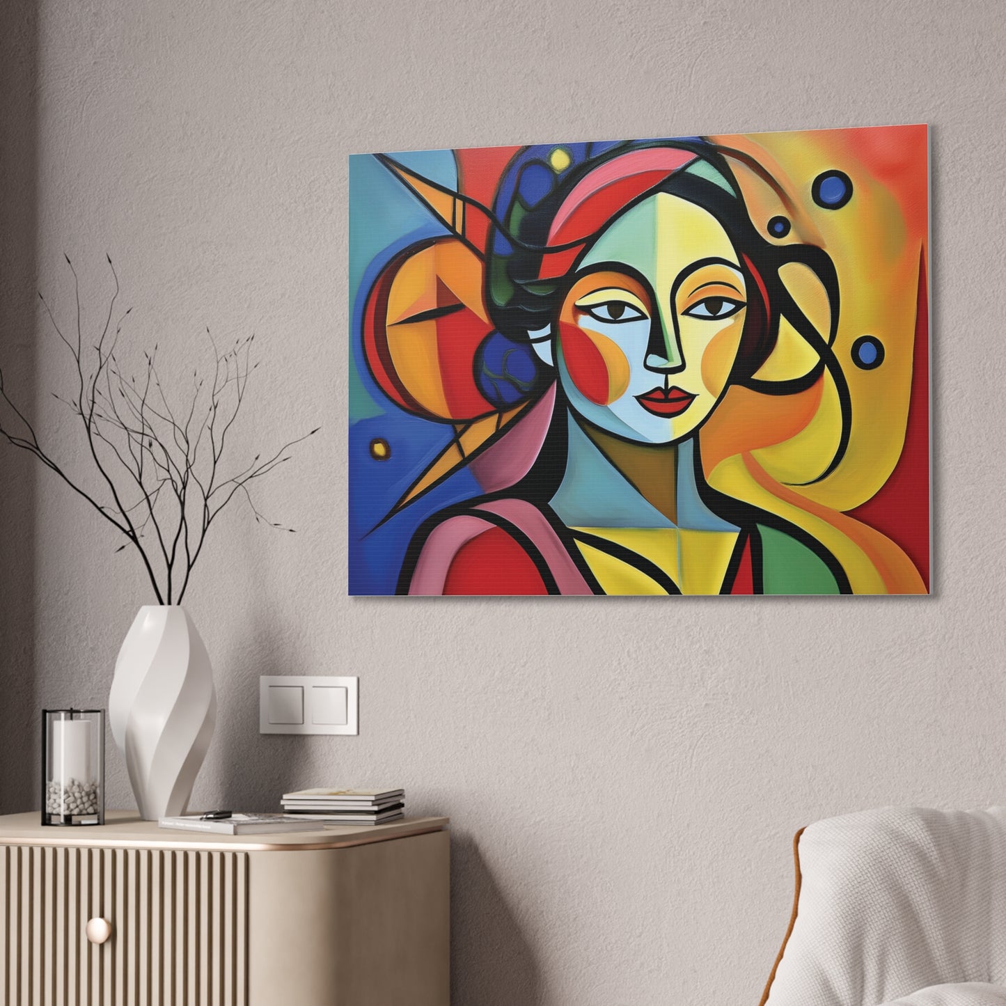 Bold Portrait, Vibrant Abstract Art Canvas Print, Colorful Wall Decor, Unique Gift, Home Aesthetic, Modern Art, Artistic Wall Hanging