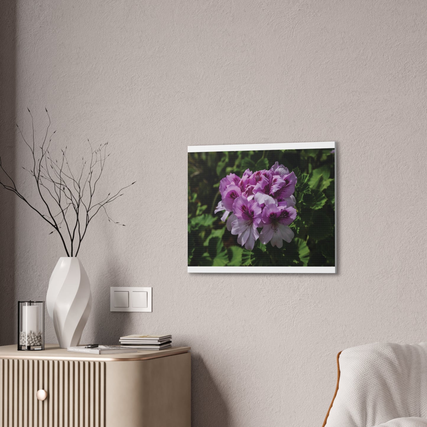 Pink Geranium Floral Canvas Print — Stretched Wall Art