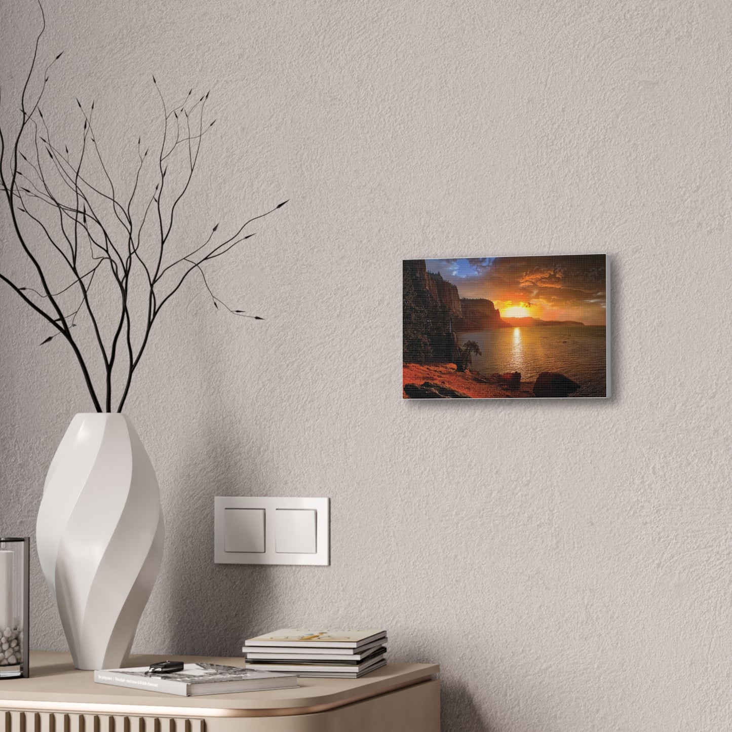 Sunset Canvas Print, Nature Wall Art, Scenic Home Décor, Gift for Nature Lovers, Coastal Landscape Decoration