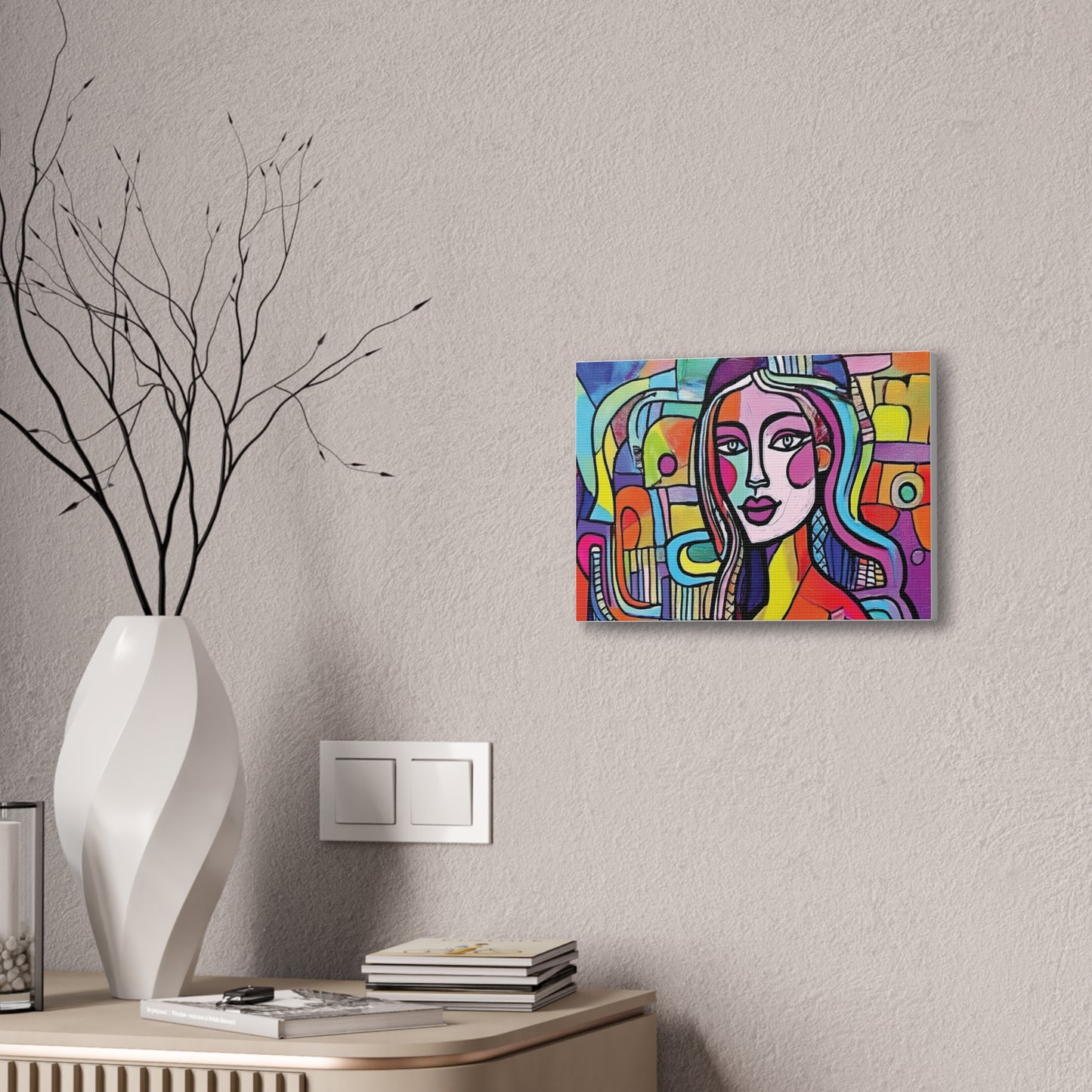 Colorful Canvas Art Print, Abstract Portrait Decor, Wall Art for Home, Colorful Wall Hanging, Gift for Art Lovers