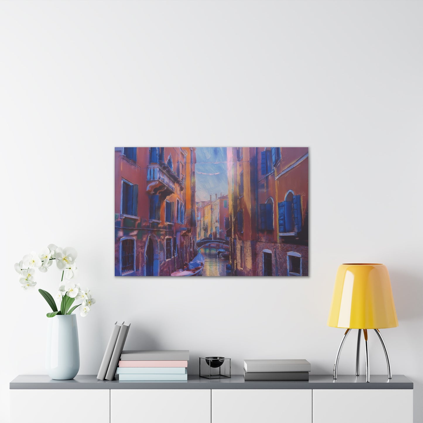 Venetian Canal Art Print, Canvas Wall Decor, Home Gallery Art, Gift for Art Lovers, Living Room Wall Art, Colorful Italian Landscape