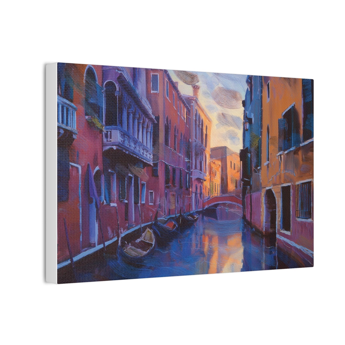 Vibrant Canvas Wall Art, Stretched Art Print, Home Decor, Venetian Landscape, Colorful Artwork, Gift for Art Lovers