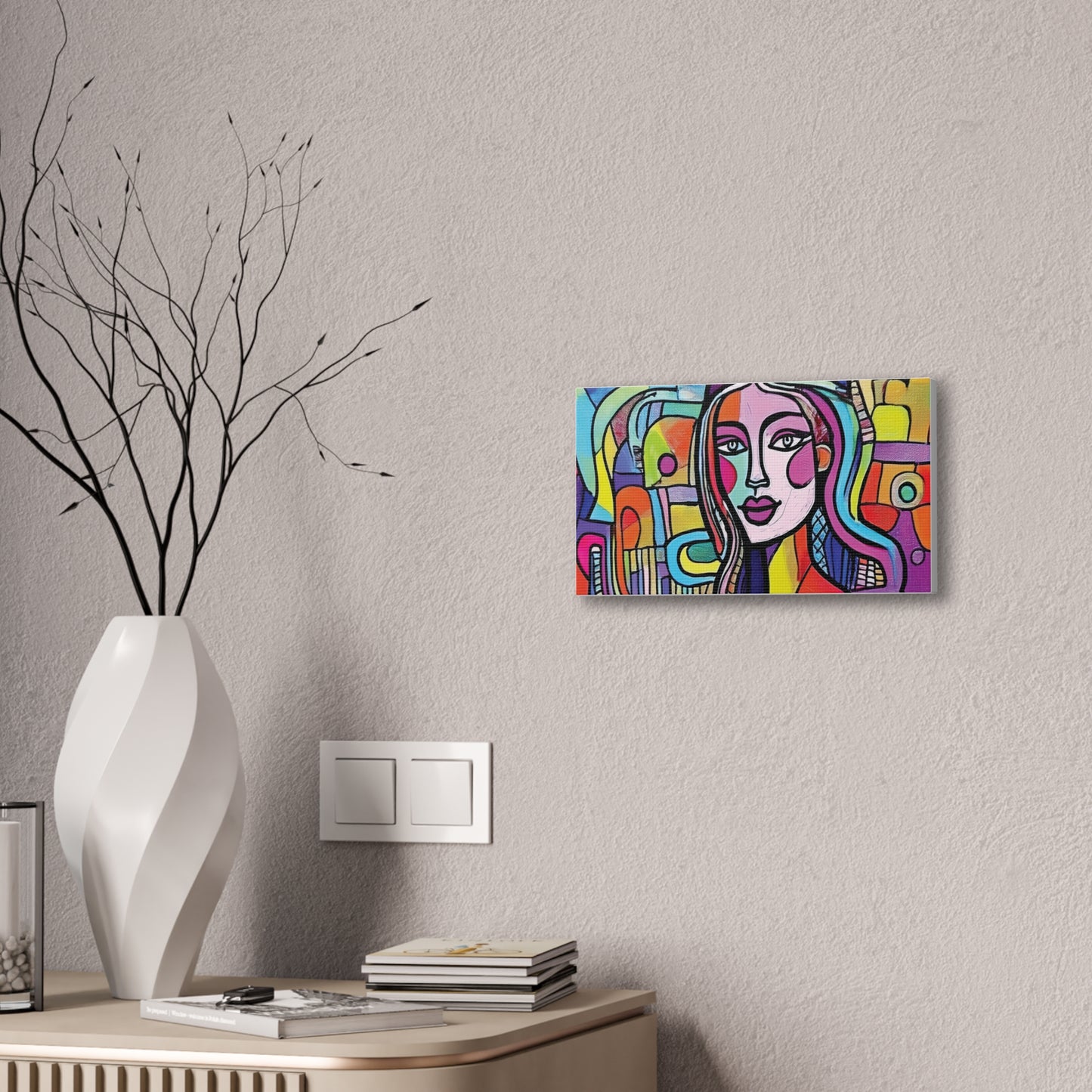 Colorful Canvas Art Print, Abstract Portrait Decor, Wall Art for Home, Colorful Wall Hanging, Gift for Art Lovers