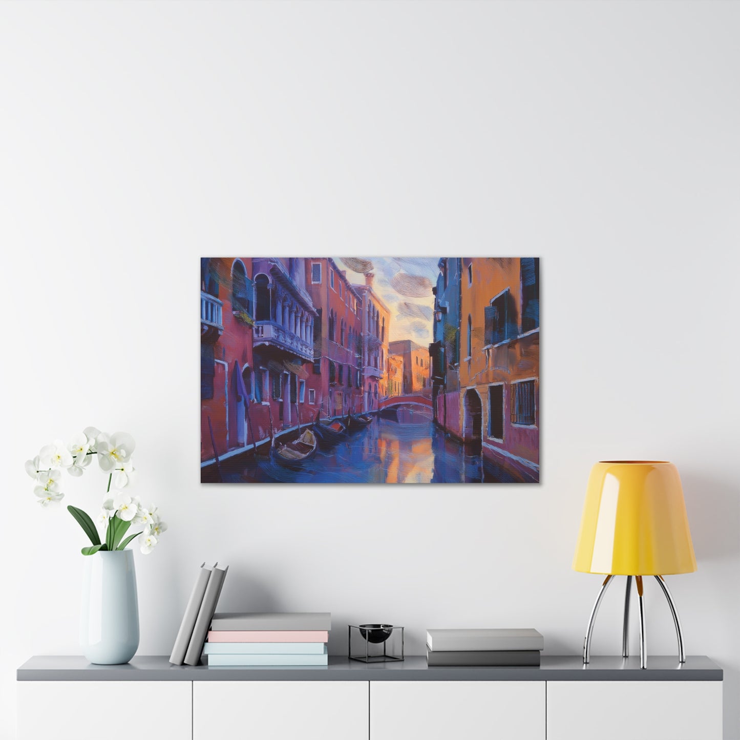 Vibrant Canvas Wall Art, Stretched Art Print, Home Decor, Venetian Landscape, Colorful Artwork, Gift for Art Lovers