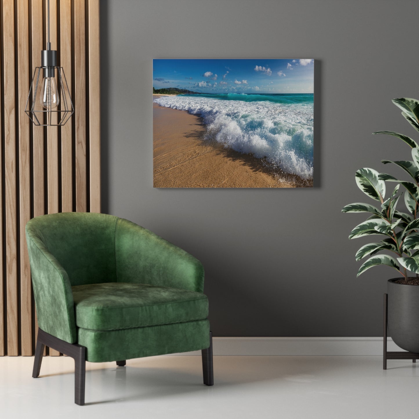 Stretched Canvas Wall Art - Whispers of the Tide – Ocean Foam at Sunrise