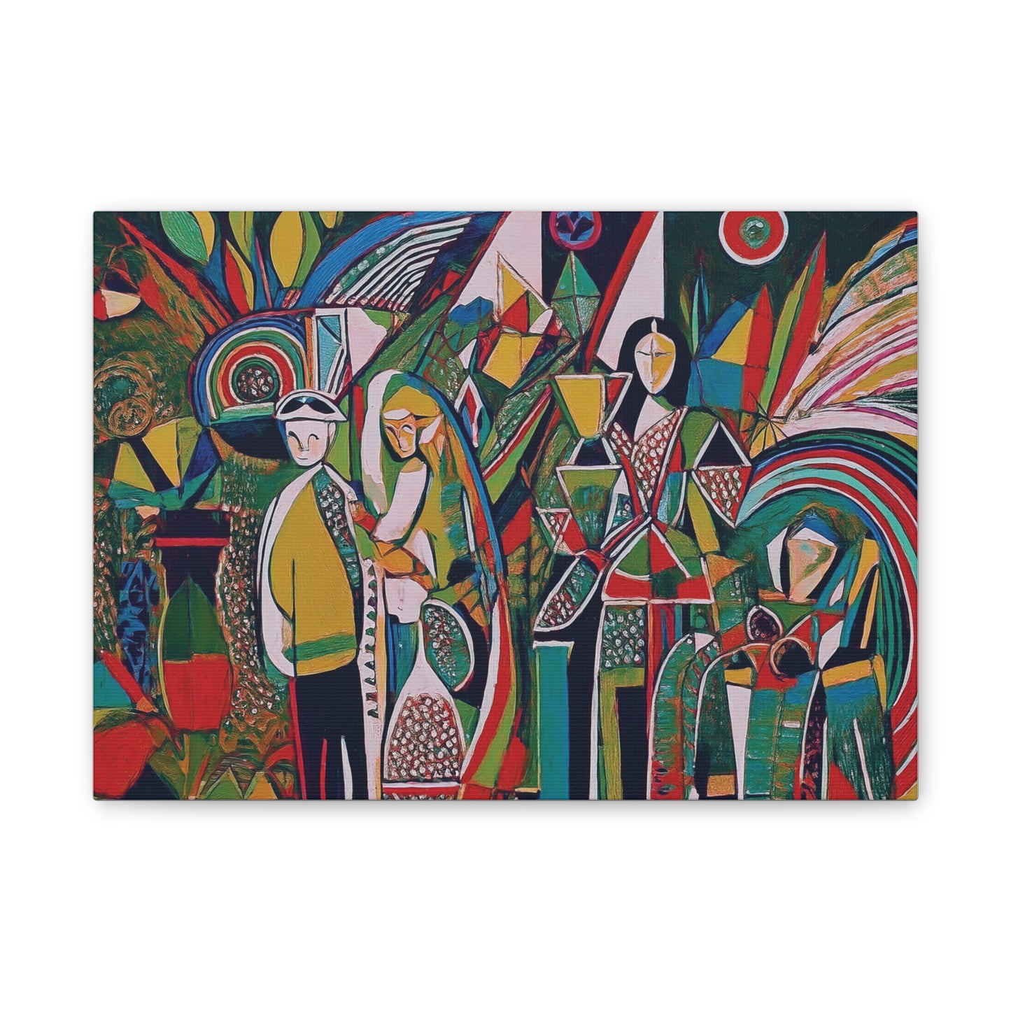 Canvas Print - Colorful Abstract Couple and Lady Standing Away