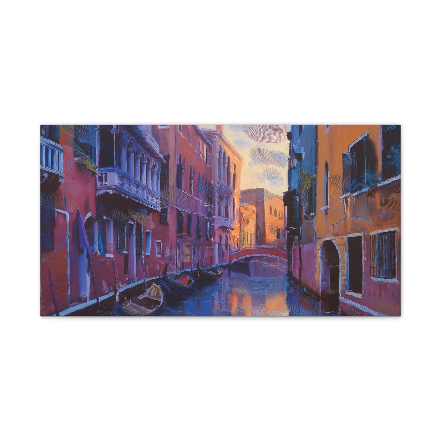 Vibrant Canvas Wall Art, Stretched Art Print, Home Decor, Venetian Landscape, Colorful Artwork, Gift for Art Lovers