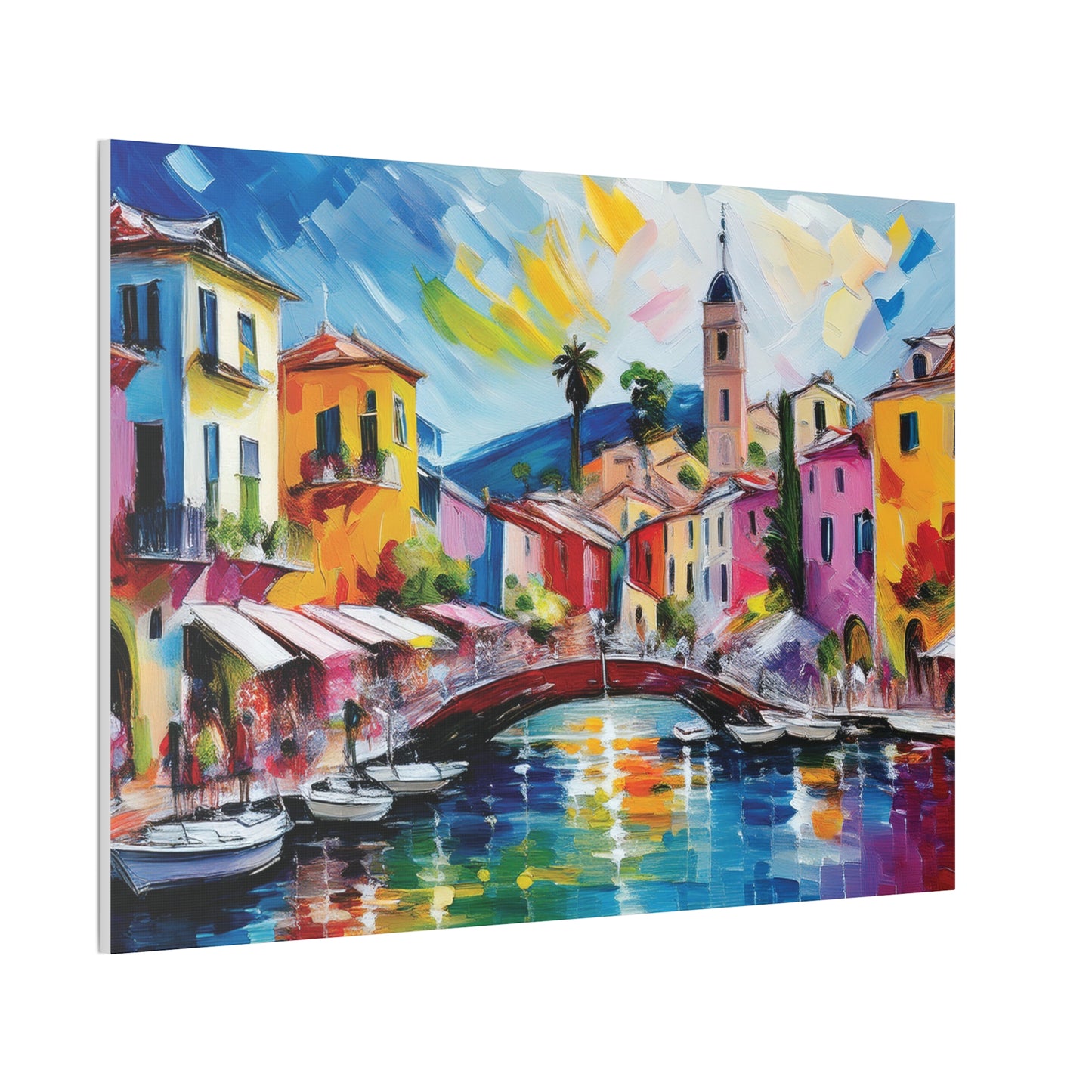 Vibrant Canvas Art, Colorful Wall Decor, Modern Artwork for Home, Italian Landscape Painting, Gift for Art Lovers