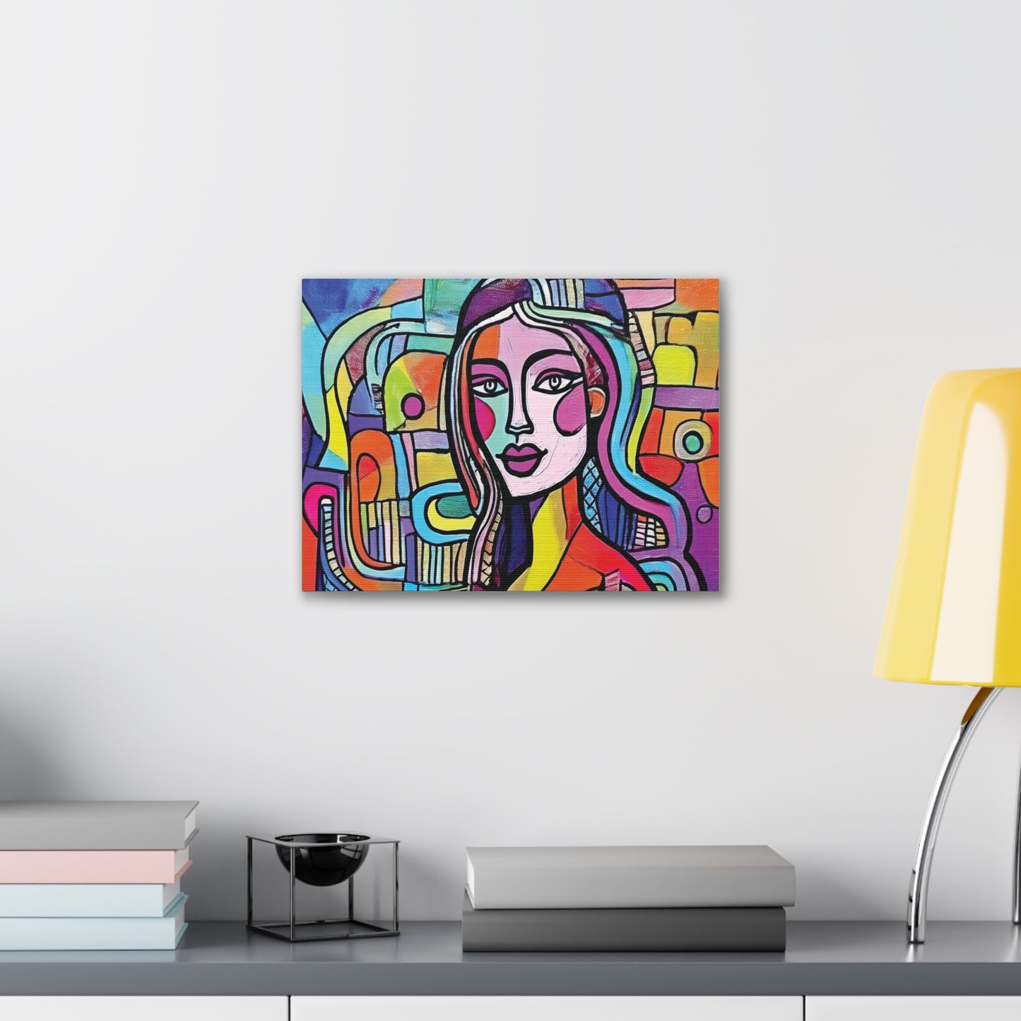 Colorful Canvas Art Print, Abstract Portrait Decor, Wall Art for Home, Colorful Wall Hanging, Gift for Art Lovers