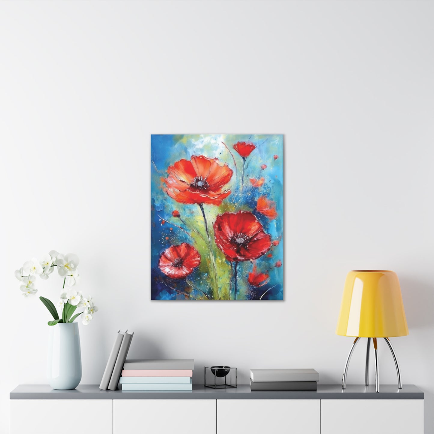 Vibrant Floral Canvas Art Print, Colorful Flower Wall Decor, Home Decor, Gift for Nature Lovers, Poppy Artwork, Vibrant Wall Art