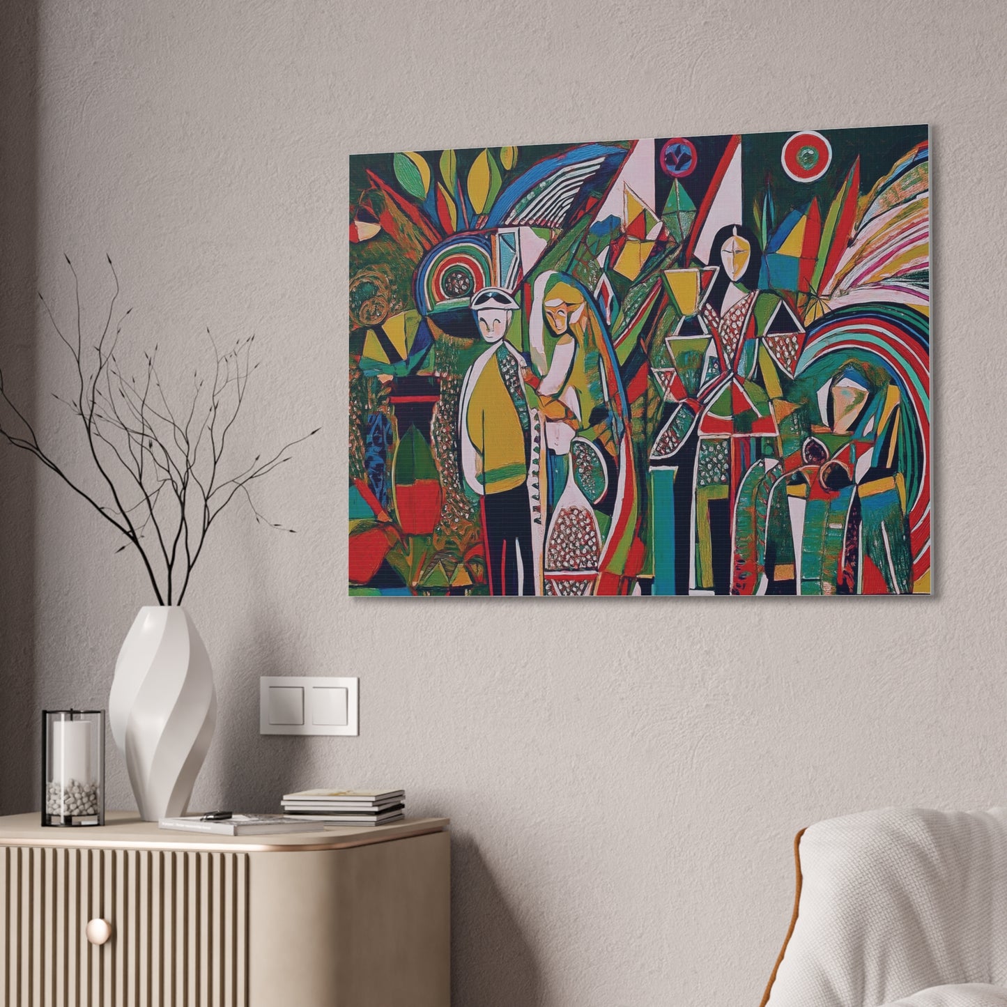 Canvas Print - Colorful Abstract Couple and Lady Standing Away