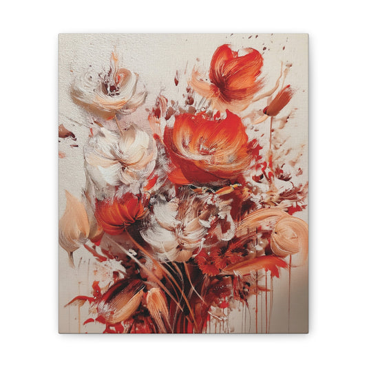 Floral Canvas Wall Art, Vibrant Flower Artwork, Home Decor, Living Room Decor, Gift for Her, Boho Chic Wall Hanging