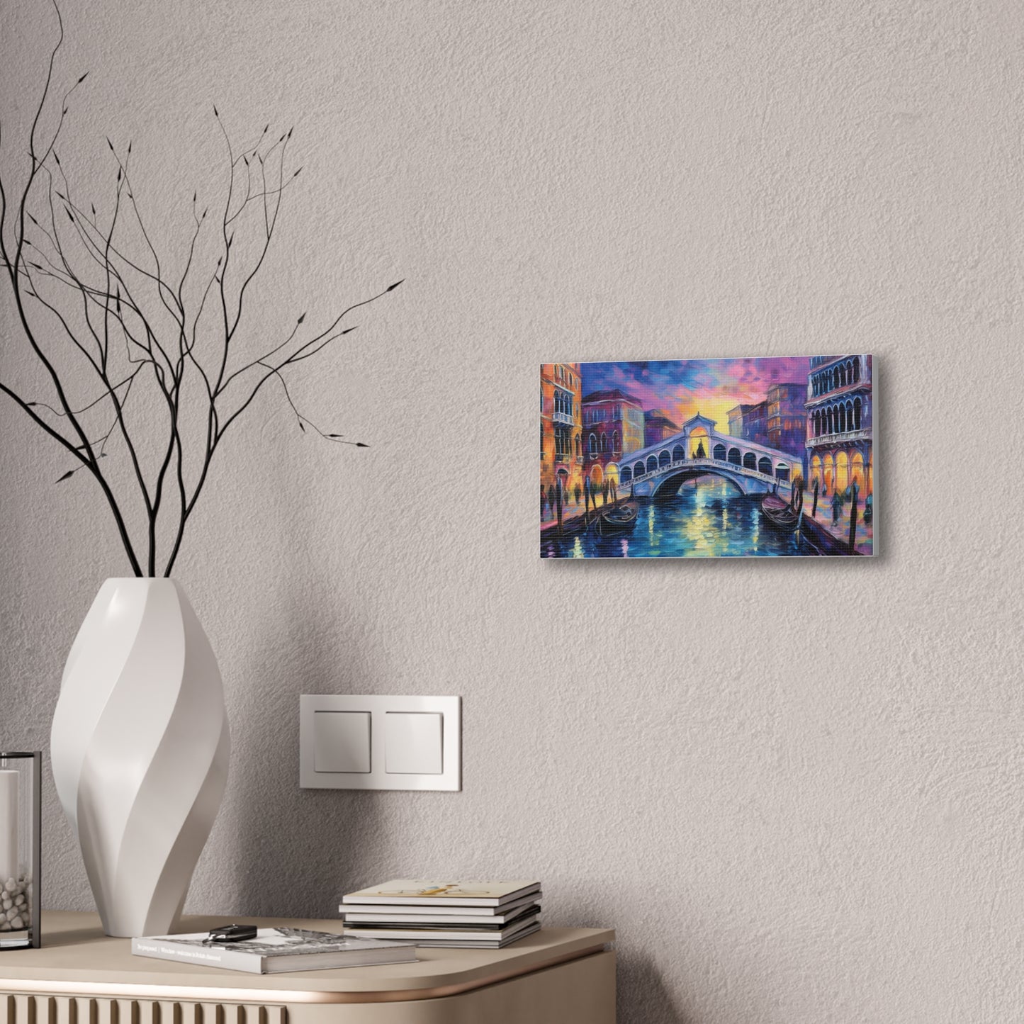 Vibrant Venice Canvas Art, Colorful Bridge Painting, Home Decor, Wall Art, Art for Living Room, Italian Landscape Print