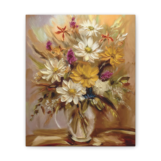 Floral Canvas Art Print, Vibrant Flower Decor, Wall Art for Home, Gift for Garden Lovers, Spring Decoration, Nature-Inspired Artwork