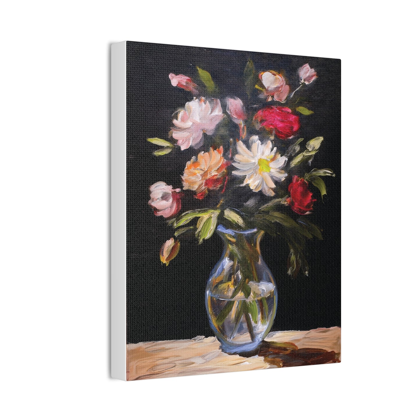 Floral Canvas Wall Art, Elegant Home Decor, Vintage Style Painting, Gift for Her, Living Room Decoration, Anniversary Gift