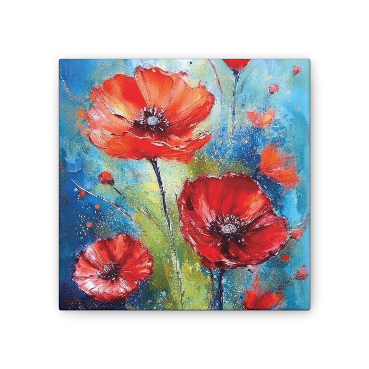 Vibrant Floral Canvas Art Print, Colorful Flower Wall Decor, Home Decor, Gift for Nature Lovers, Poppy Artwork, Vibrant Wall Art
