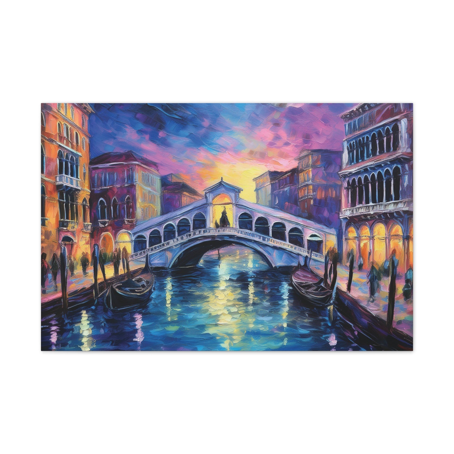 Vibrant Venice Canvas Art, Colorful Bridge Painting, Home Decor, Wall Art, Art for Living Room, Italian Landscape Print