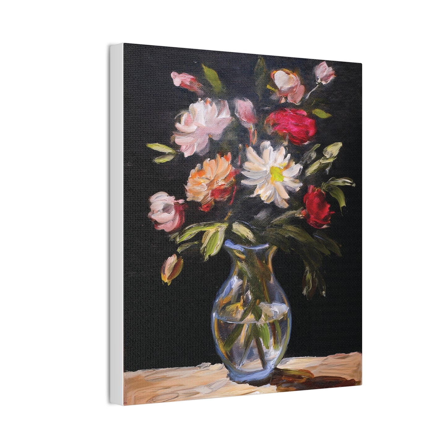 Floral Canvas Wall Art, Elegant Home Decor, Vintage Style Painting, Gift for Her, Living Room Decoration, Anniversary Gift