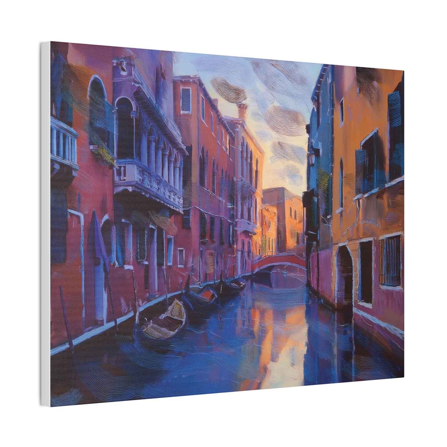 Vibrant Canvas Wall Art, Stretched Art Print, Home Decor, Venetian Landscape, Colorful Artwork, Gift for Art Lovers