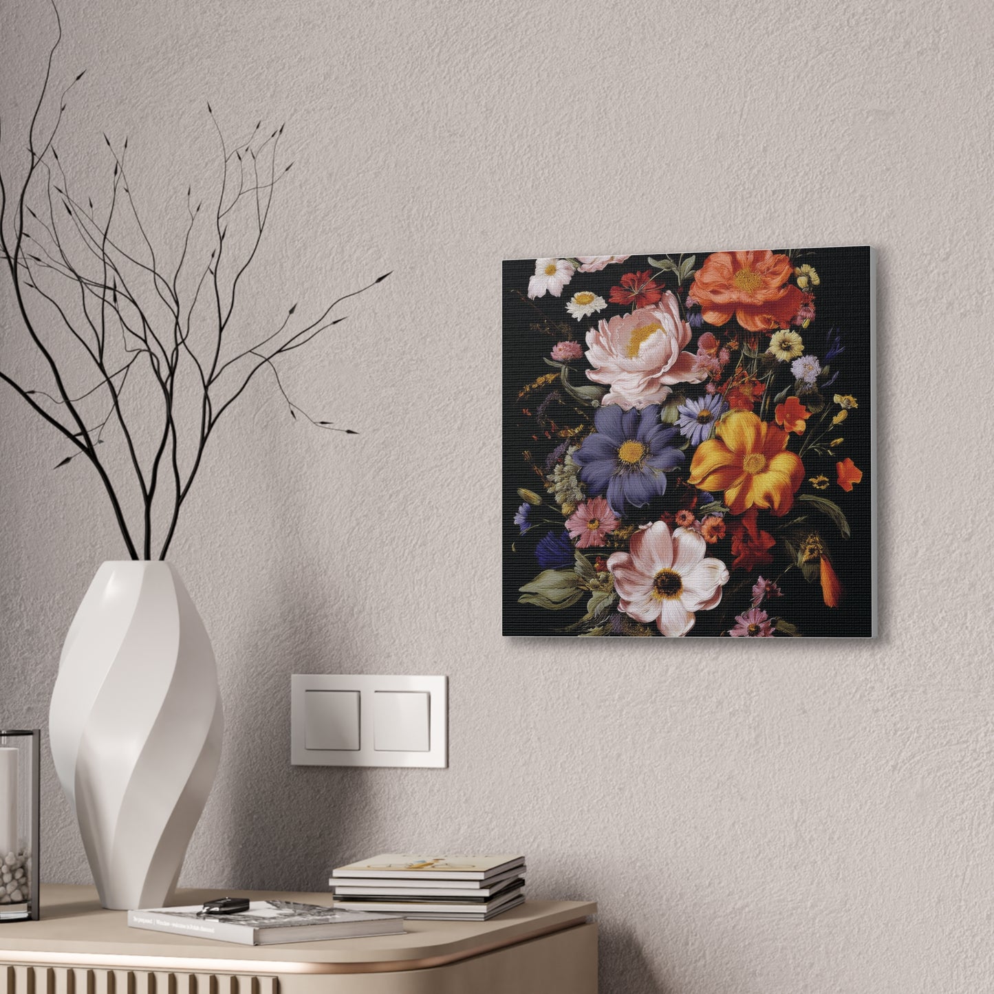 Floral Wall Art Canvas, Botanical Artwork, Home Decor, Gift for Her, Abstract Flower Print, Colorful Flower Canvas