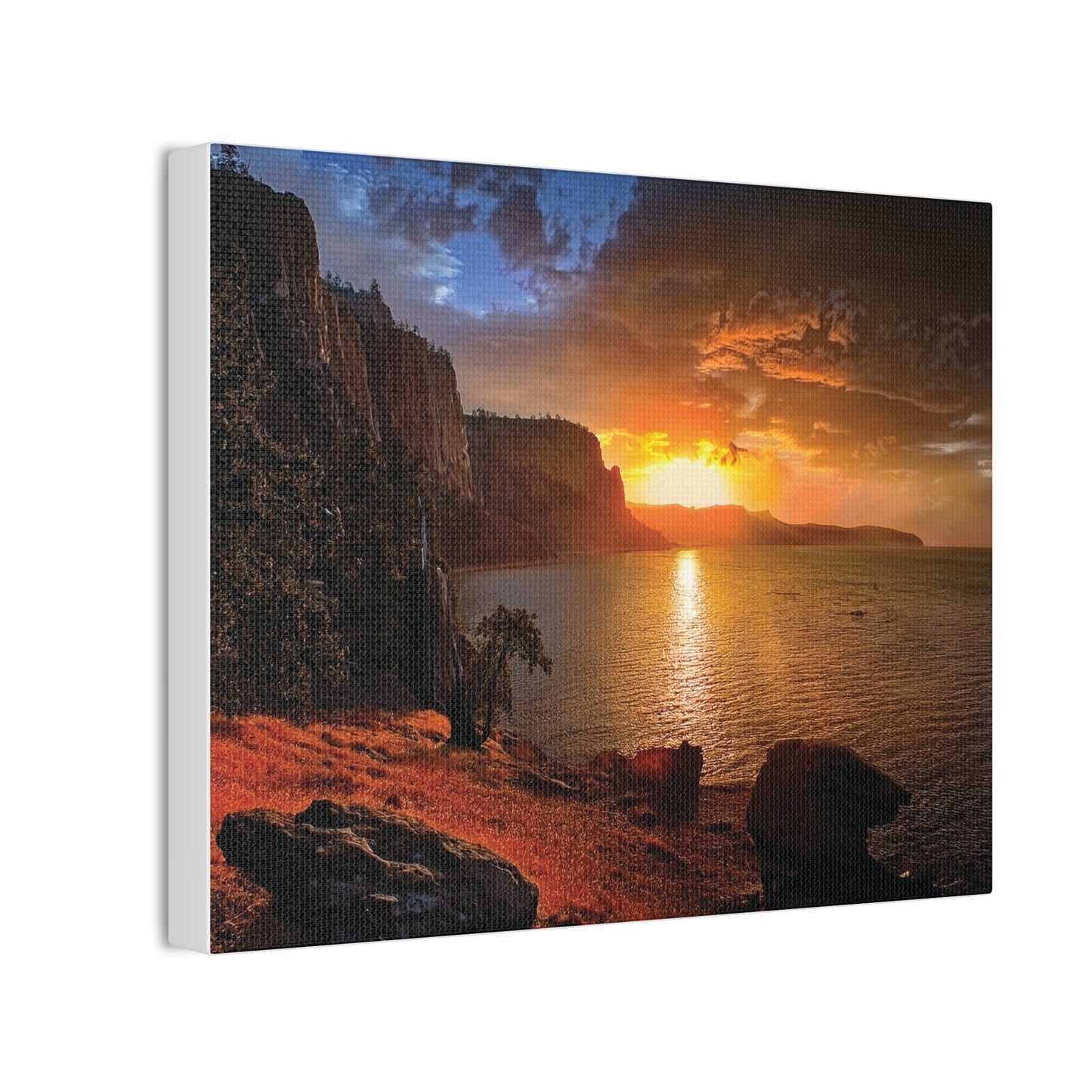 Sunset Canvas Print, Nature Wall Art, Scenic Home Décor, Gift for Nature Lovers, Coastal Landscape Decoration