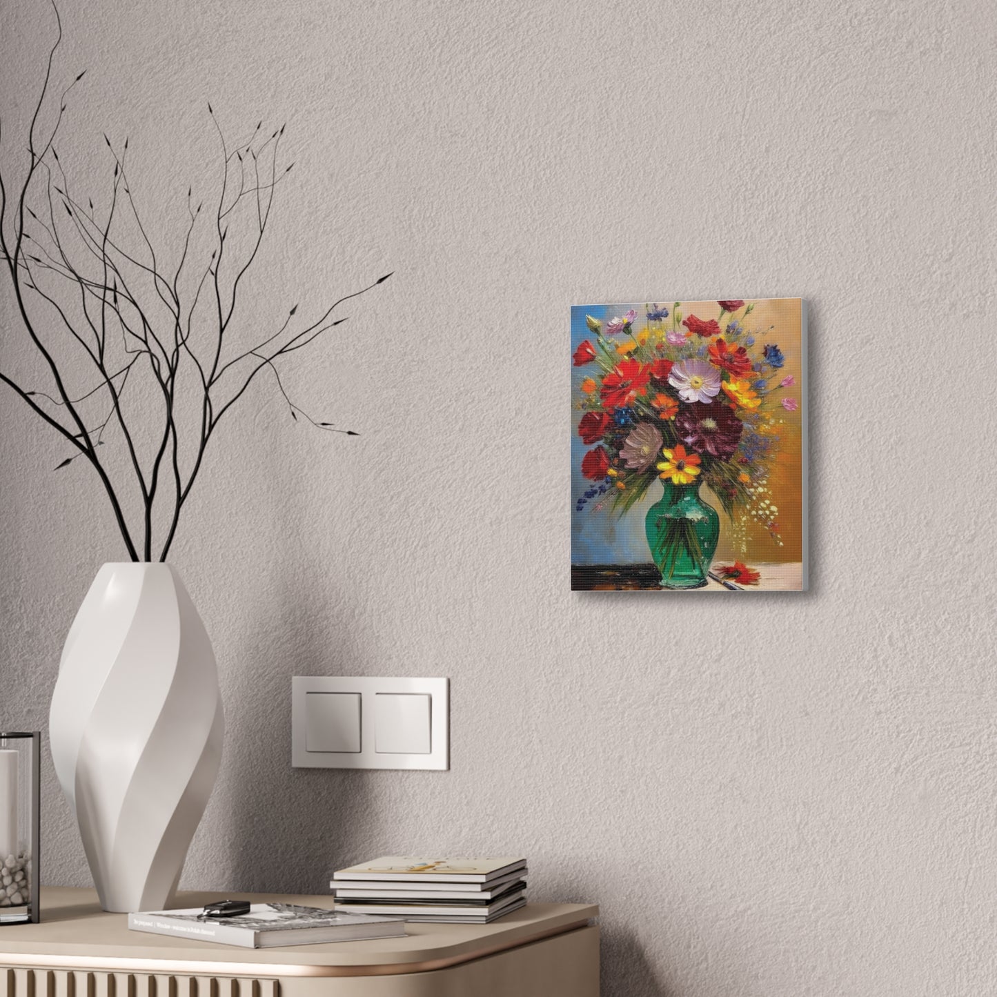 Floral Canvas Art Print, Colorful Flower Wall Decor, Home Interior Design, Gift for Art Lovers, Spring Decor