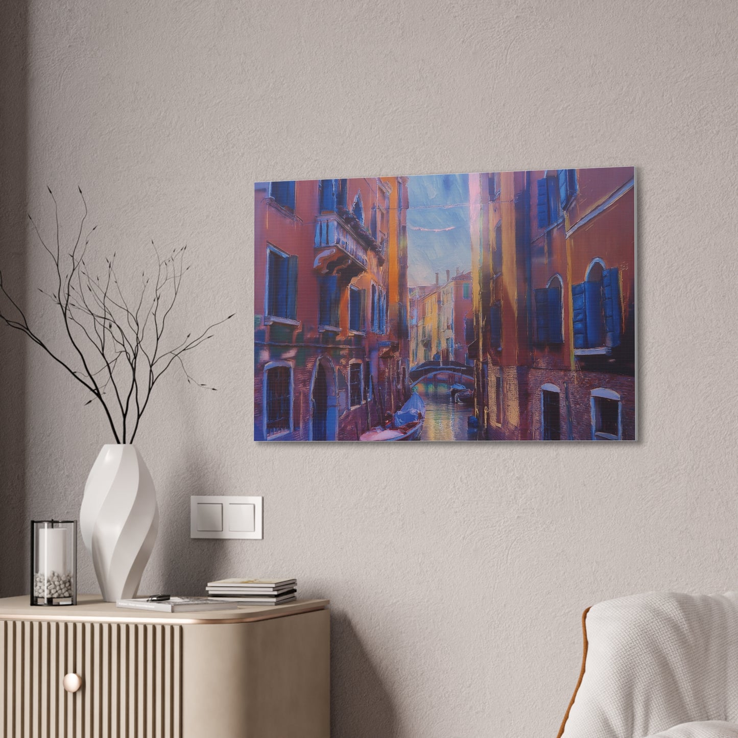 Venetian Canal Art Print, Canvas Wall Decor, Home Gallery Art, Gift for Art Lovers, Living Room Wall Art, Colorful Italian Landscape