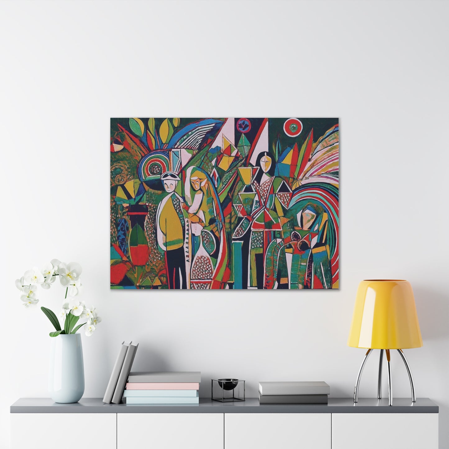 Canvas Print - Colorful Abstract Couple and Lady Standing Away