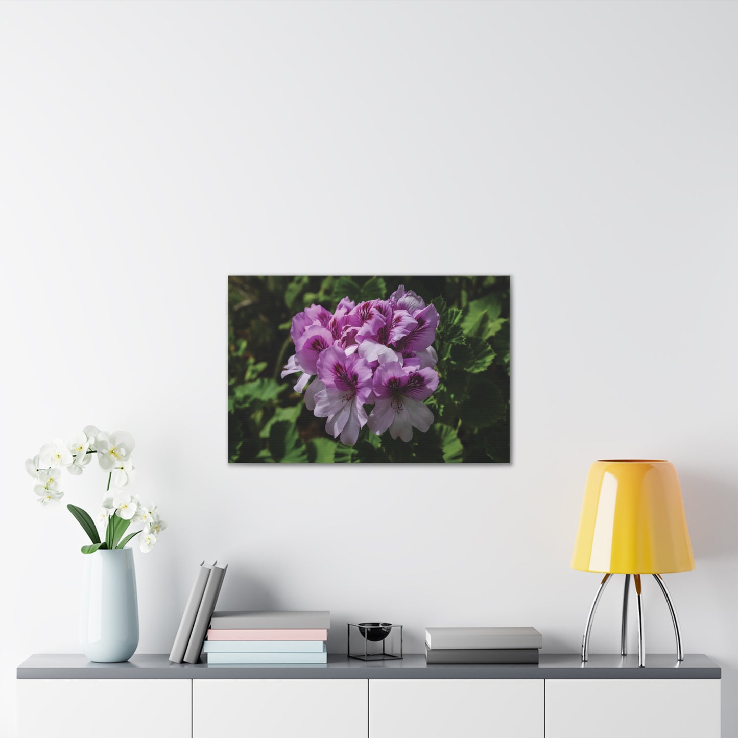 Pink Geranium Floral Canvas Print — Stretched Wall Art