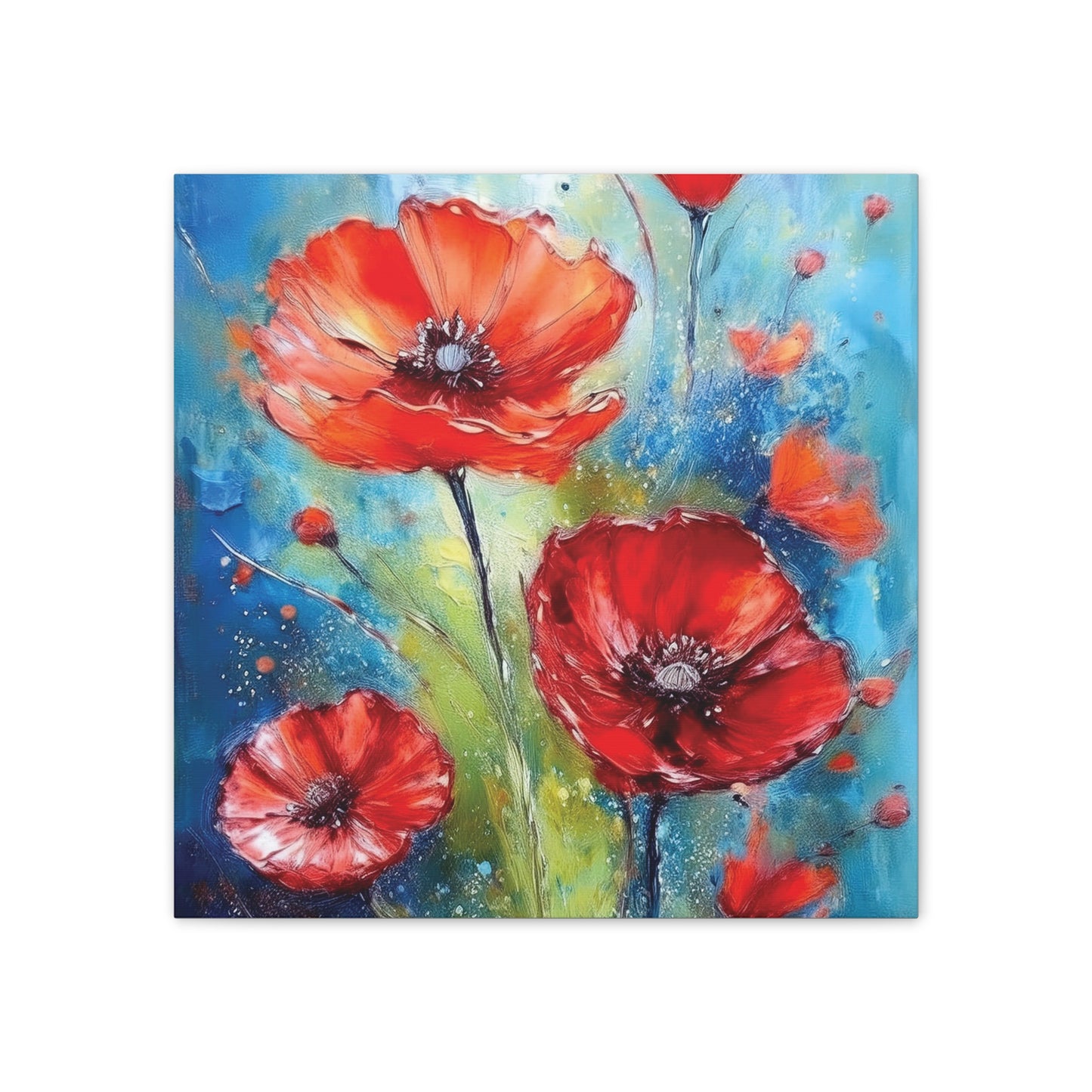 Vibrant Floral Canvas Art Print, Colorful Flower Wall Decor, Home Decor, Gift for Nature Lovers, Poppy Artwork, Vibrant Wall Art