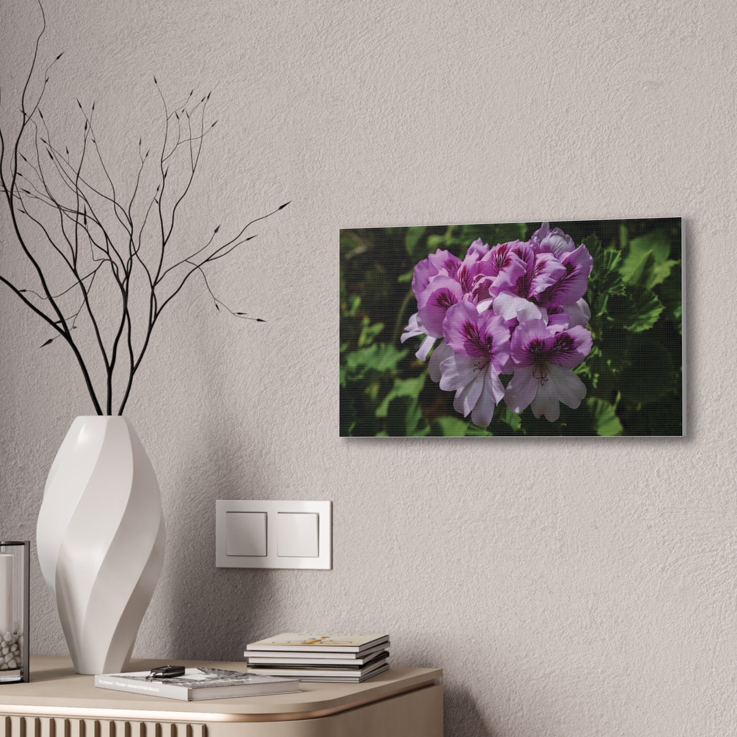 Pink Geranium Floral Canvas Print — Stretched Wall Art