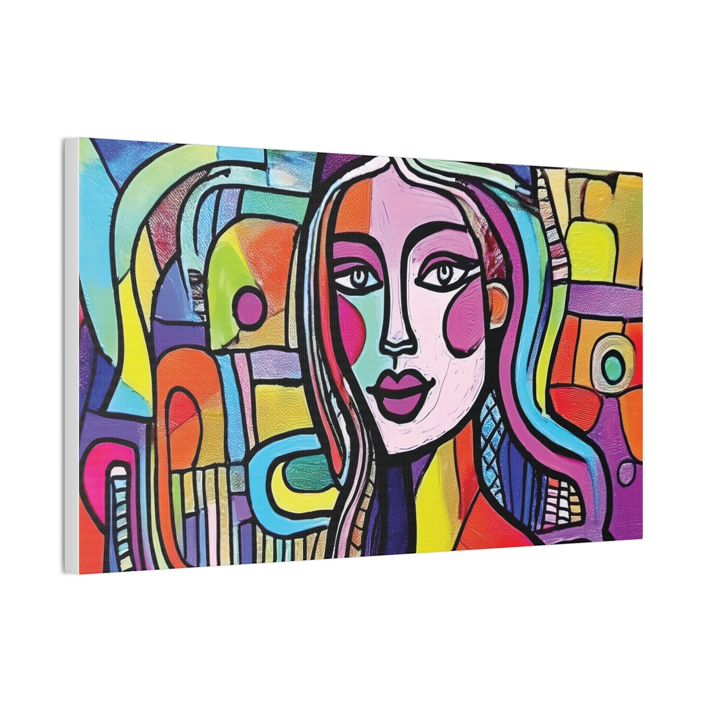 Colorful Canvas Art Print, Abstract Portrait Decor, Wall Art for Home, Colorful Wall Hanging, Gift for Art Lovers