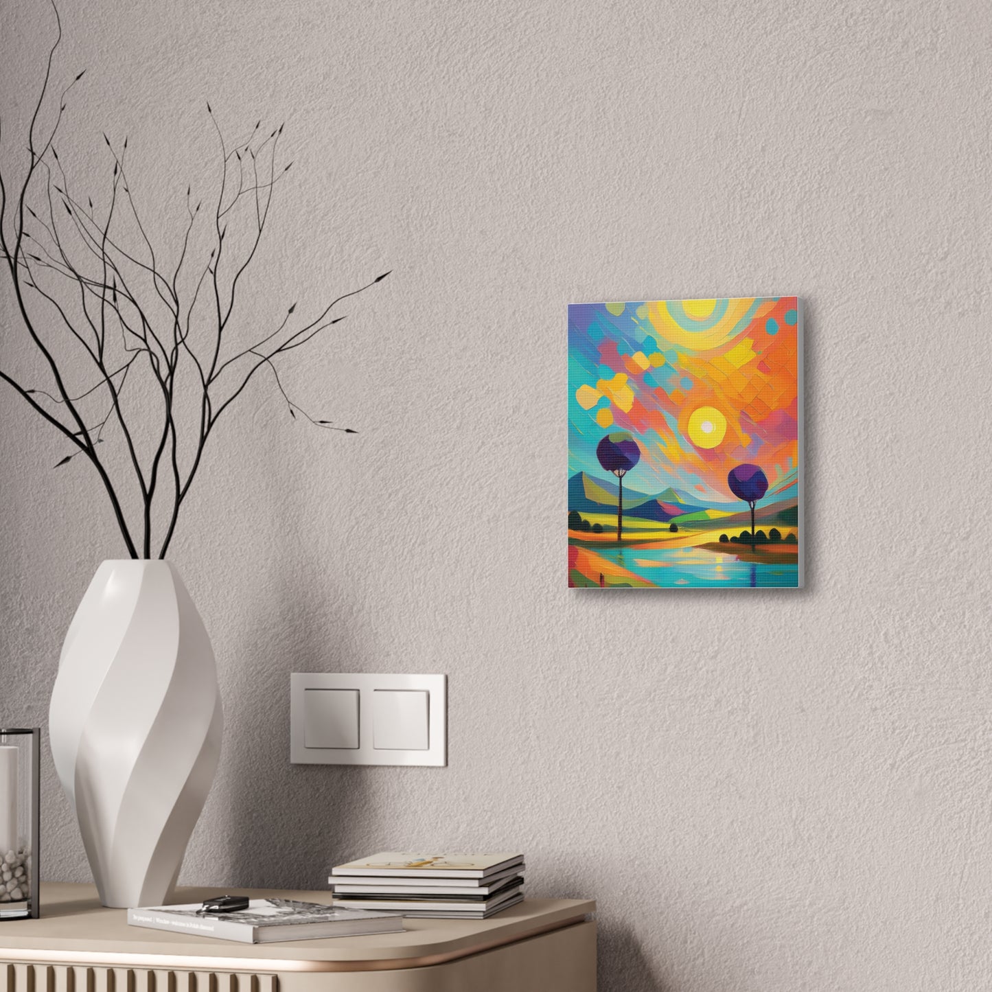 Vibrant Canvas Art Print, Colorful Wall Decor, Abstract Landscape Artwork, Home Decor, Gift for Art Lovers