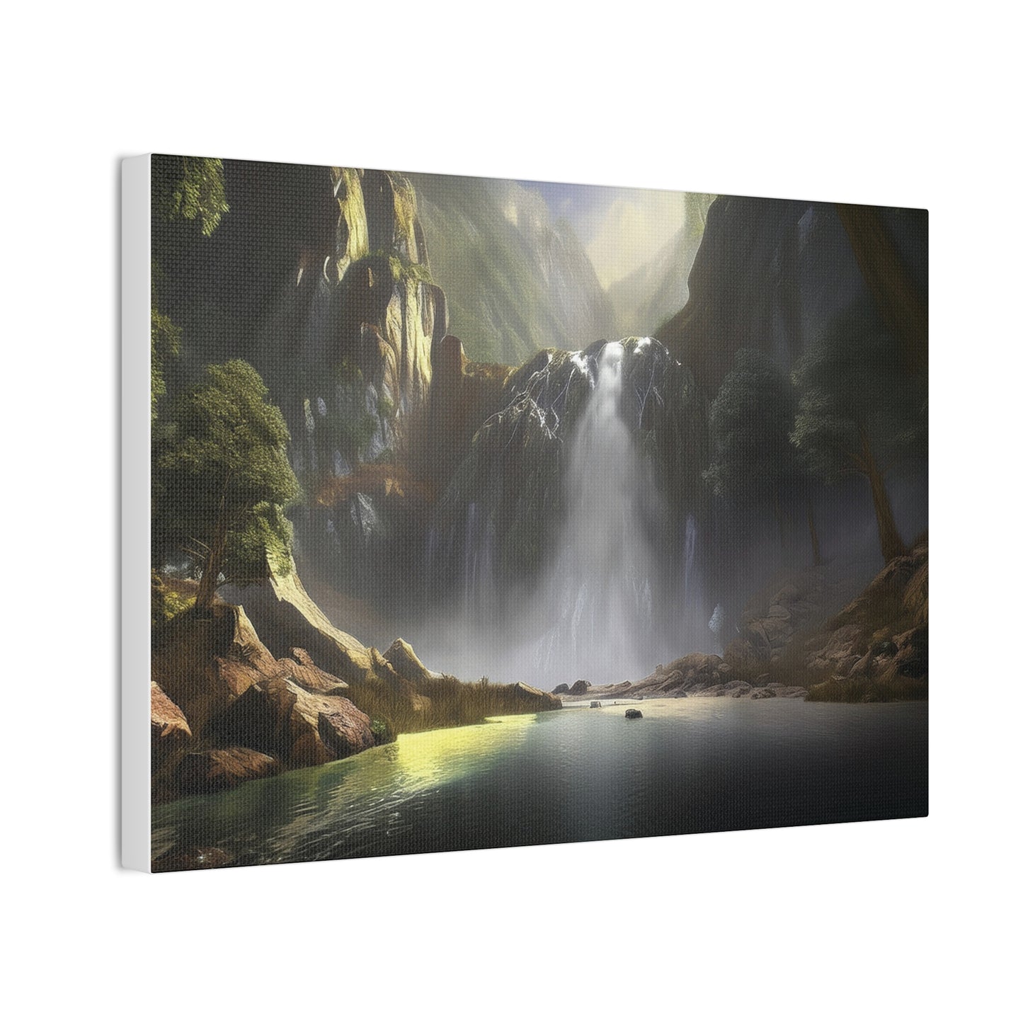 Serene Waterfall Canvas Print, Nature Wall Art, Home Décor, Gift for Nature Lovers, Living Room Artwork, Modern Landscape