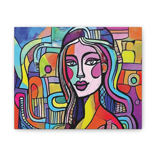 Colorful Canvas Art Print, Abstract Portrait Decor, Wall Art for Home, Colorful Wall Hanging, Gift for Art Lovers