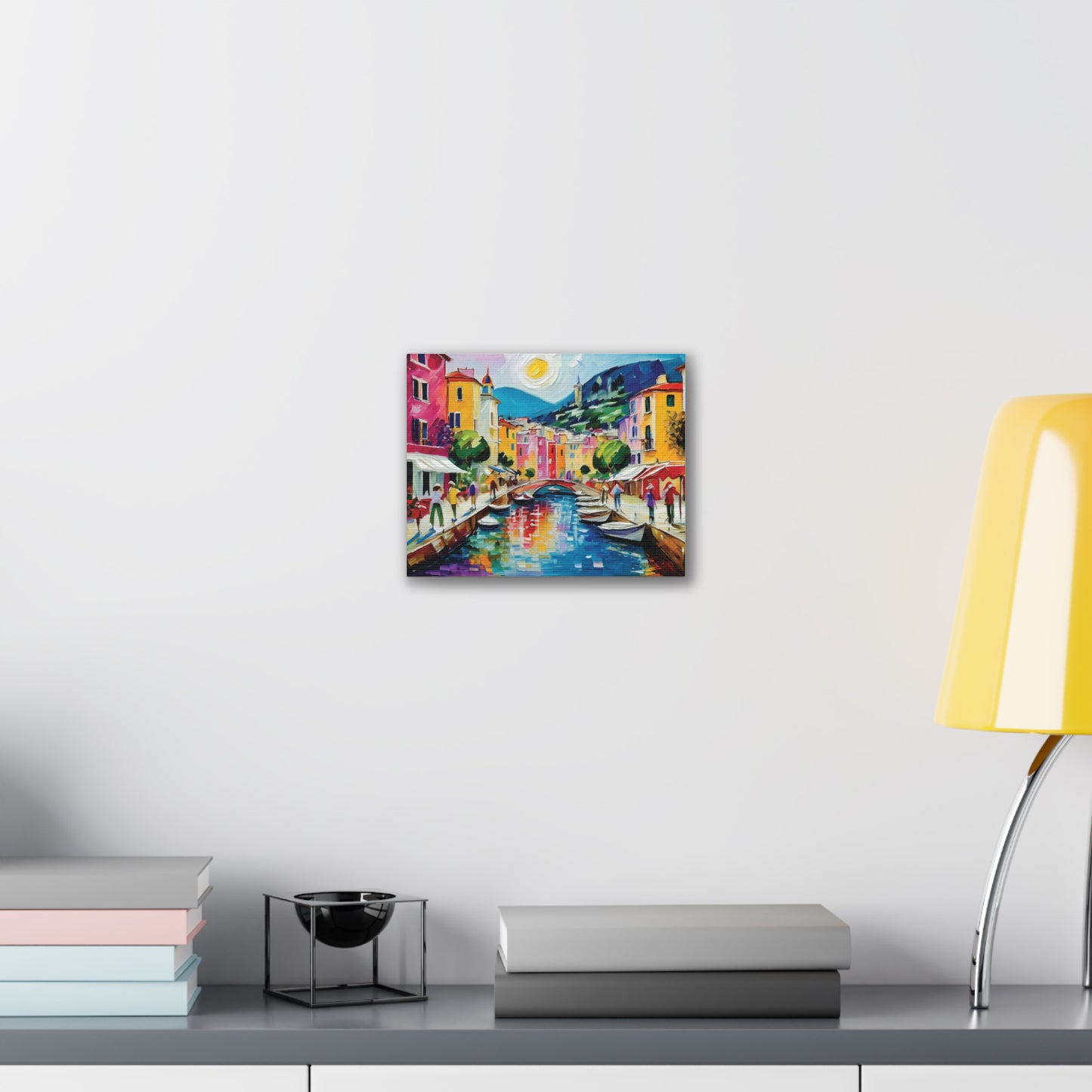 Vibrant Canvas Art Print, Colorful Wall Decor, Living Room Artwork, Mediterranean Scene, Gallery Wall Collection