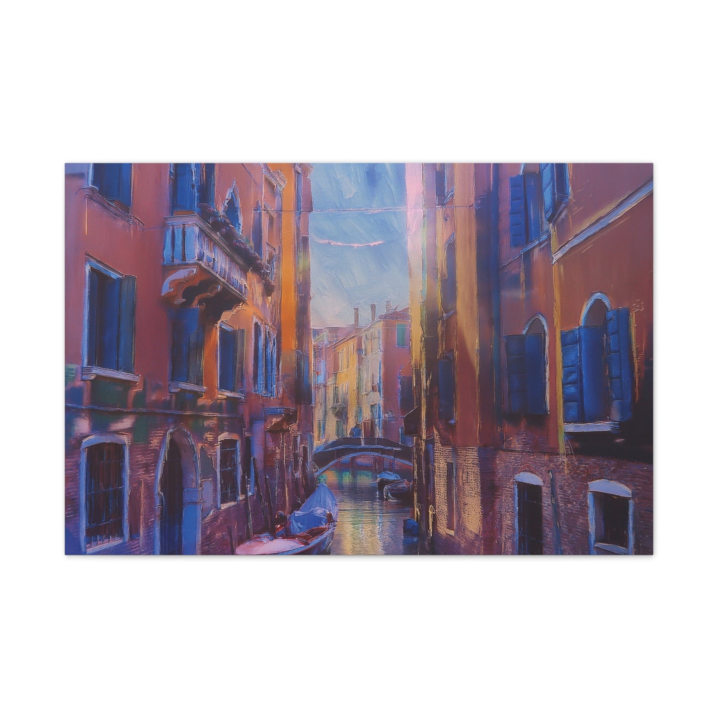 Venetian Canal Art Print, Canvas Wall Decor, Home Gallery Art, Gift for Art Lovers, Living Room Wall Art, Colorful Italian Landscape