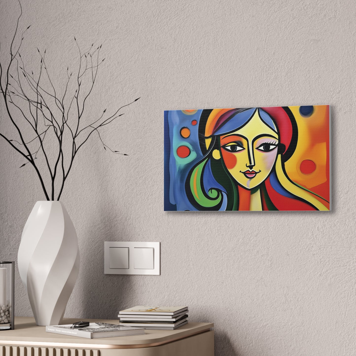 Vibrant Canvas Wall Art, Colorful Abstract Portrait, Modern Home Decor, Unique Gift for Art Lovers, Gallery Wall