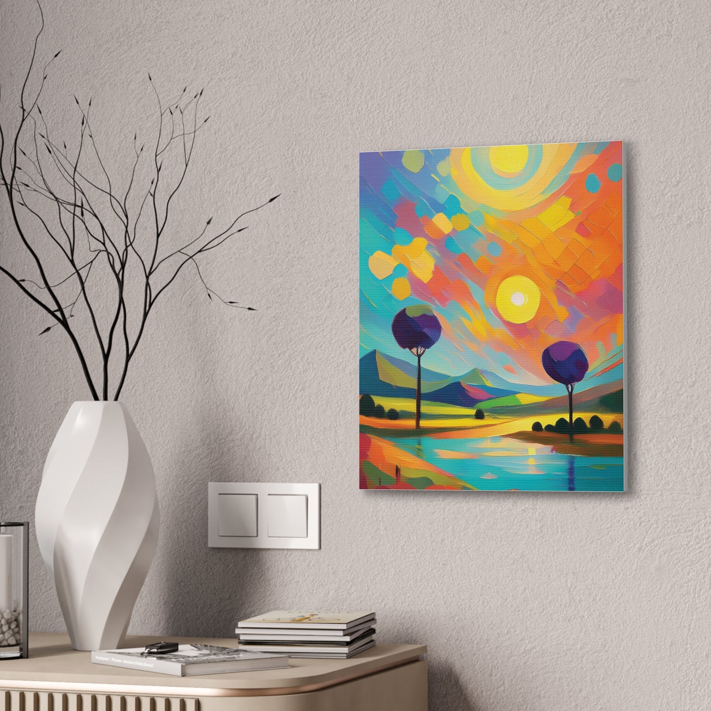 Vibrant Canvas Art Print, Colorful Wall Decor, Abstract Landscape Artwork, Home Decor, Gift for Art Lovers