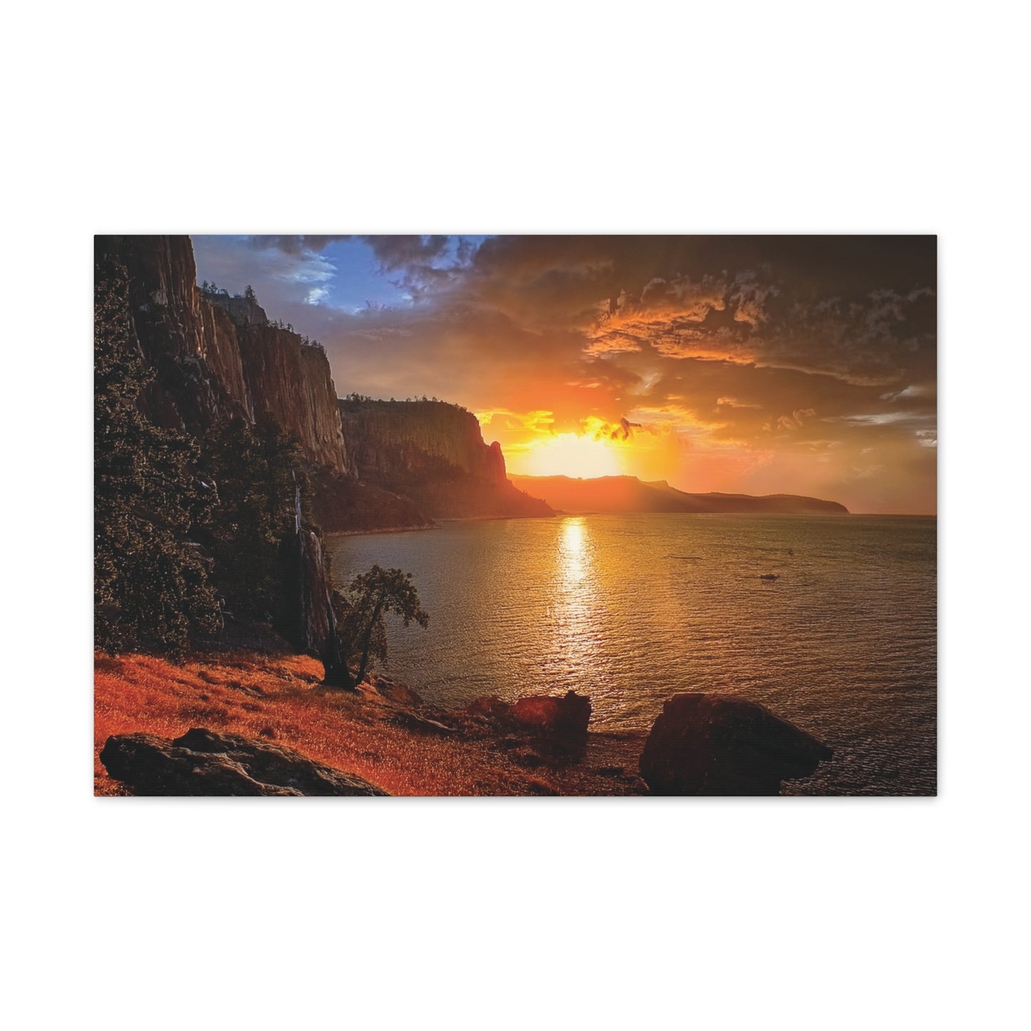 Sunset Canvas Print, Nature Wall Art, Scenic Home Décor, Gift for Nature Lovers, Coastal Landscape Decoration