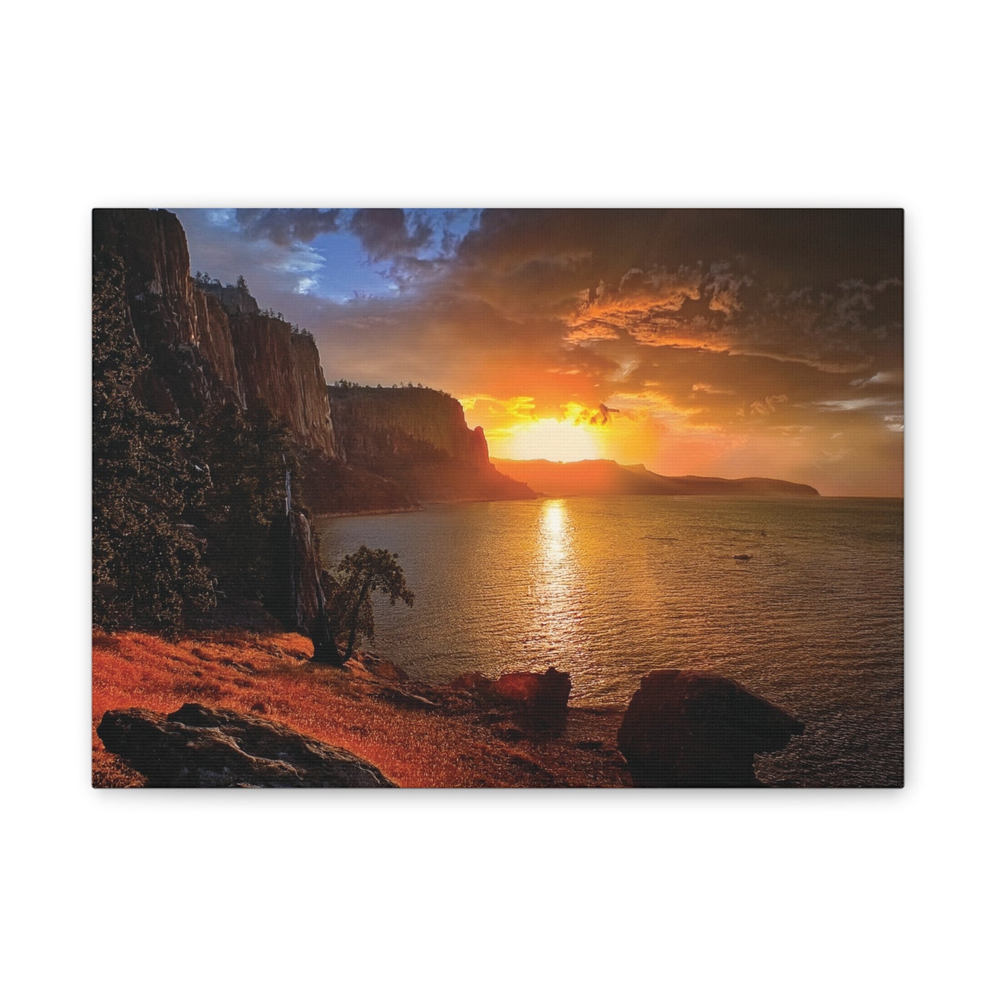 Sunset Canvas Print, Nature Wall Art, Scenic Home Décor, Gift for Nature Lovers, Coastal Landscape Decoration
