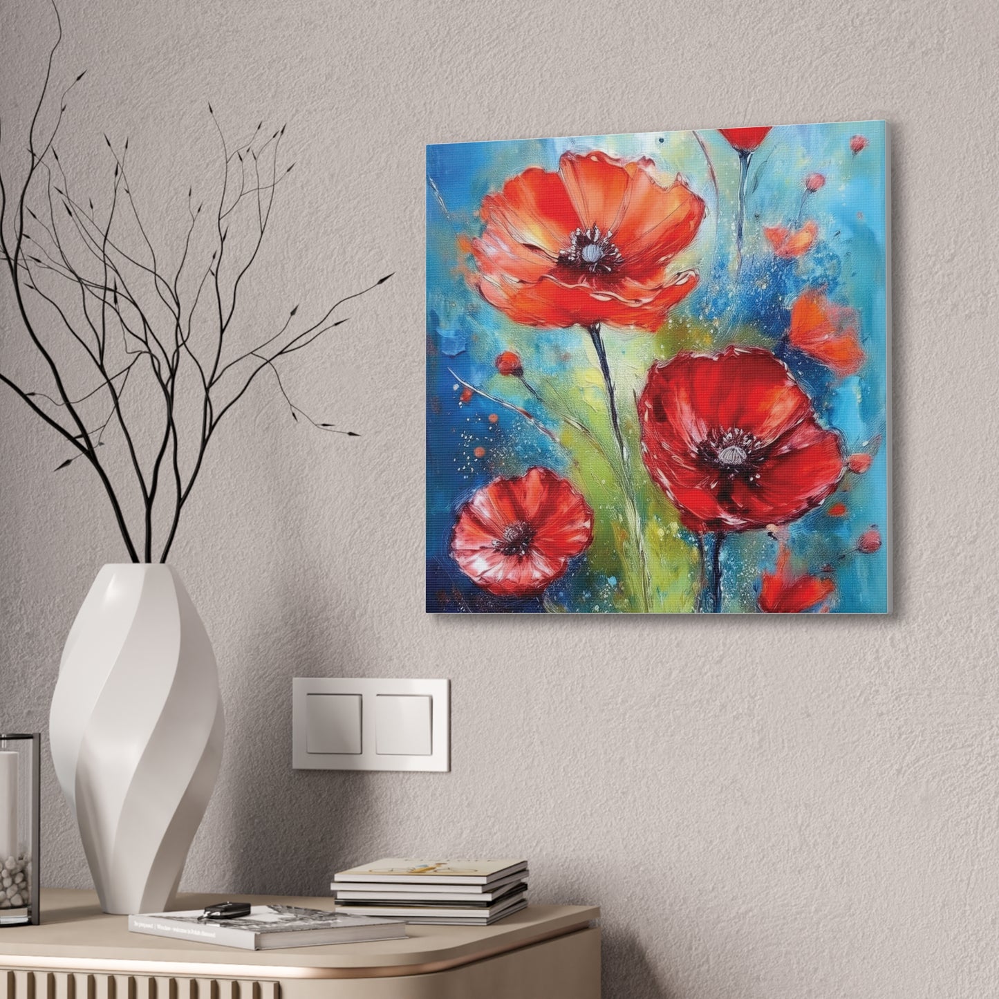 Vibrant Floral Canvas Art Print, Colorful Flower Wall Decor, Home Decor, Gift for Nature Lovers, Poppy Artwork, Vibrant Wall Art