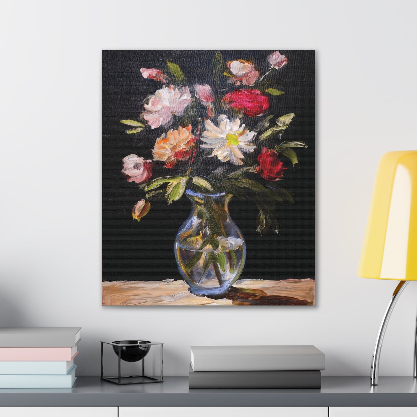 Floral Canvas Wall Art, Elegant Home Decor, Vintage Style Painting, Gift for Her, Living Room Decoration, Anniversary Gift