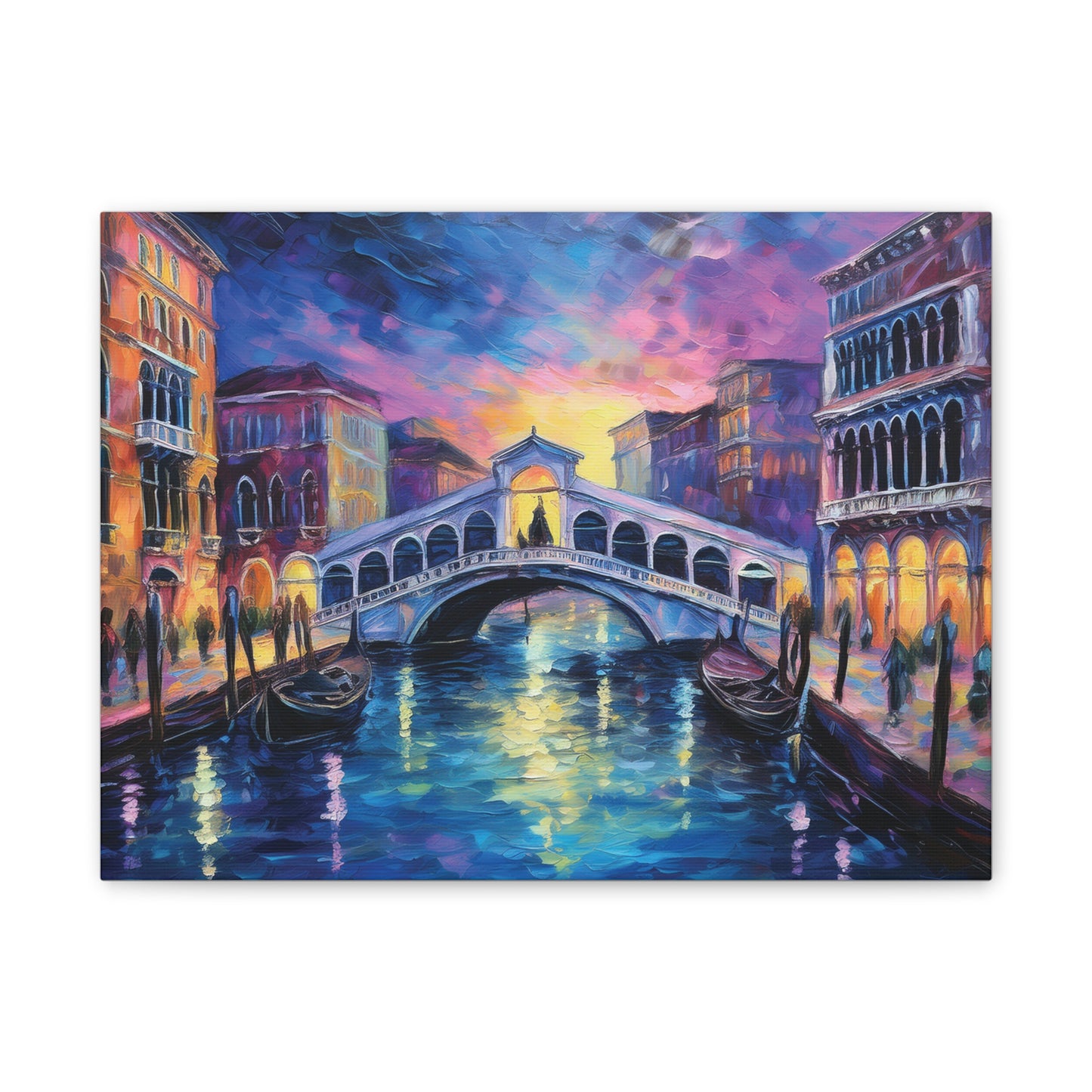 Vibrant Venice Canvas Art, Colorful Bridge Painting, Home Decor, Wall Art, Art for Living Room, Italian Landscape Print
