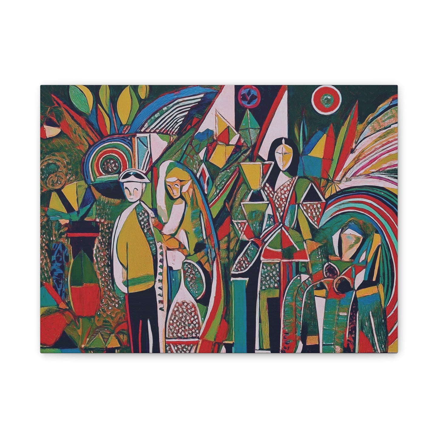 Canvas Print - Colorful Abstract Couple and Lady Standing Away