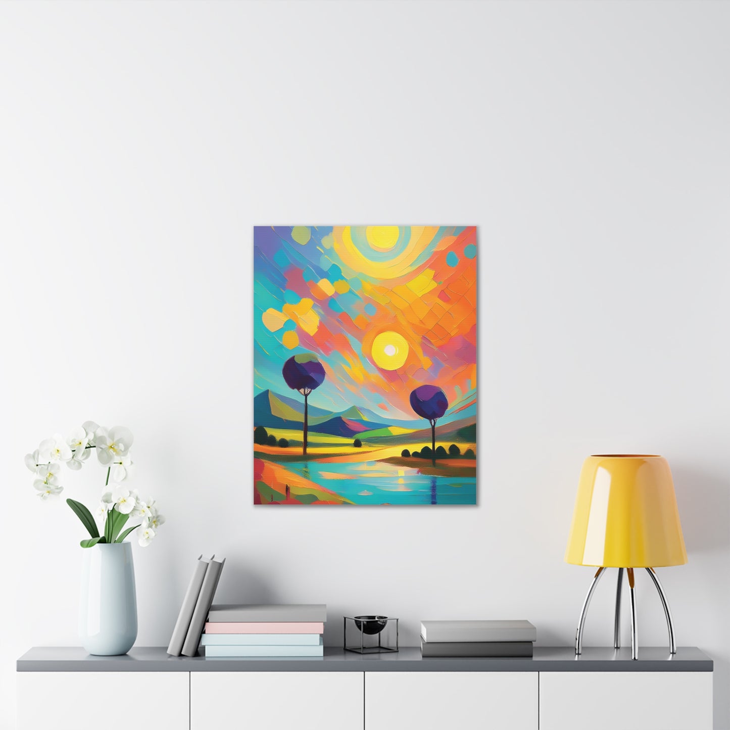 Vibrant Canvas Art Print, Colorful Wall Decor, Abstract Landscape Artwork, Home Decor, Gift for Art Lovers