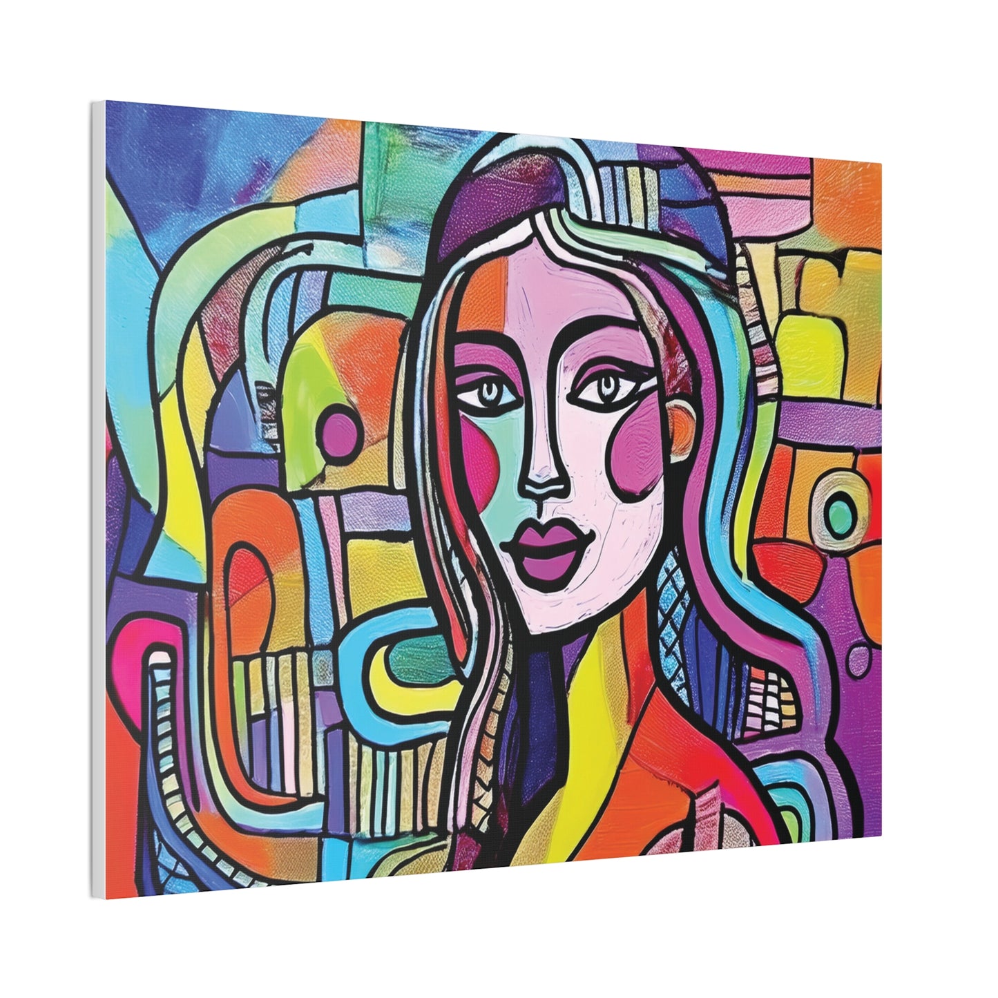 Colorful Canvas Art Print, Abstract Portrait Decor, Wall Art for Home, Colorful Wall Hanging, Gift for Art Lovers